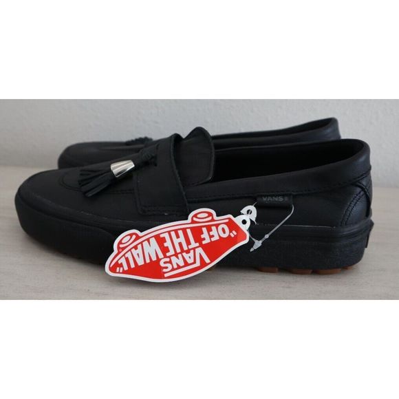 Vans VN0A5KRBA6H Men's Sz 4.5 Women's 6 Black Check Tassel Leather Loafers - Picture 6 of 7